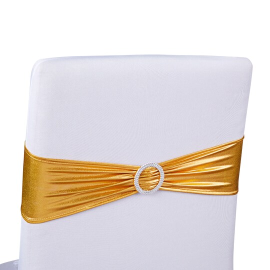 100 Pack Gold Chair Sashes with Silver Buckles for Wedding Reception Baby Shower Birthday Party Fits 13.5 to 16.5 Inch Chair Backs Michaels